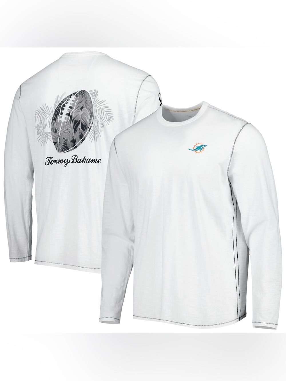 Tommy Bahama Miami Dolphins Laces Out Billboard Long Sleeve T-Shirt Size L